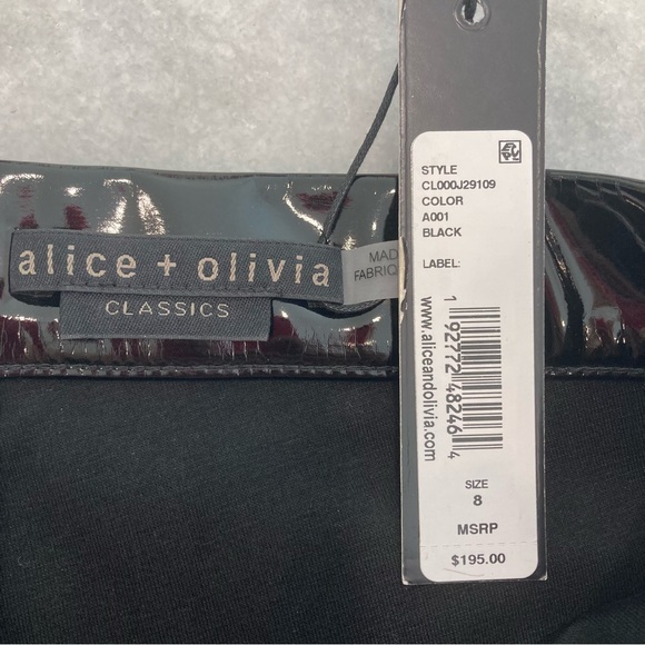 ALICE AND OLIVIA Maddox Black Faux Patent Leather Skinny Pants NWT - Picture 9 of 11